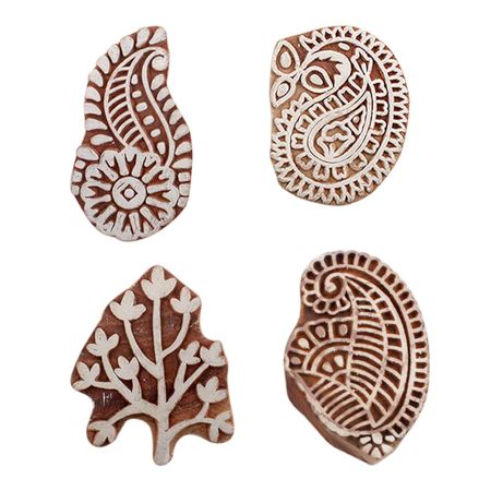 Set of 4 Piece New Mix Wooden Printing Blocks